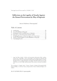 Reflections on the Legality of Attacks Against the Natural Environment by Way of Reprisals