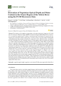 Derivation of Vegetation Optical Depth and Water Content in the Source Region of the Yellow River Using the FY-3B Microwave Data
