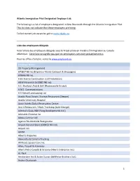 1 Atlantic Immigration Pilot Designated Employer List: The