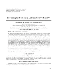 Discerning the Need for an Uniform Civil Code (UCC)