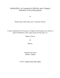 Isabella Bird: an Argument for Mobility and a Changed Definition of New Womanhood