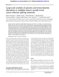 Large-Scale Analysis of Genome and Transcriptome Alterations in Multiple Tumors Unveils Novel Cancer-Relevant Splicing Networks