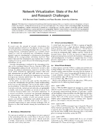 Network Virtualization: State of the Art and Research Challenges N.M