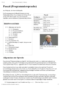 Pascal (Programmiersprache) – Wikipedia Pascal (Programmiersprache)
