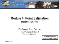 Point Estimation Statistics (OA3102)