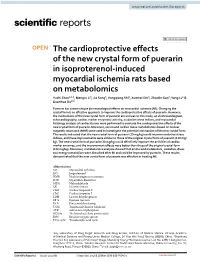 The Cardioprotective Effects of the New Crystal Form of Puerarin in Isoproterenol-Induced Myocardial Ischemia Rats Based on Meta