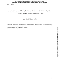1 Dextromethorphan and Dextrorphan Influence Insulin Secretion By