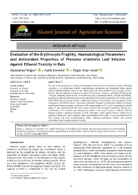 Evaluation of the Erythrocyte Fragility, Haematological Parameters And