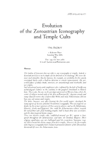 Evolution of the Zoroastrian Iconography and Temple Cults