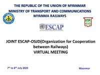 JOINT ESCAP-OSJD(Organization for Cooperation Between Railways) VIRTUAL MEETING