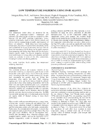 Low Temperature Soldering Using Sn-Bi Alloys