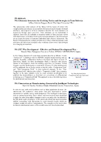 PS Abstracts PS-1 Dynamic Structures for Evolving Tactics and Strategies in Team Robotics Jeffrey Johnson, Ruggero Rossi (The Open University, UK)