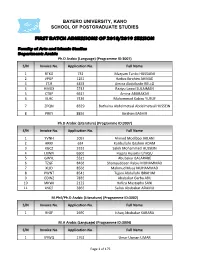 2018-2019 PG ADMISSION Batch 1.Xlsx