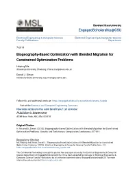 Biogeography-Based Optimization with Blended Migration for Constrained Optimization Problems