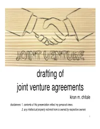 Drafting of Joint Venture Agreements Kiran M