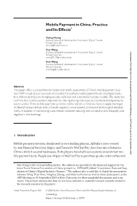 Mobile Payment in China: Practice and Its Effects*