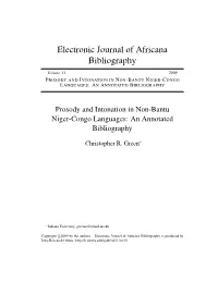 Prosody and Intonation in Non-Bantu Niger-Congo Languages: an Annotated Bibliography