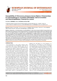 Susceptibility of Chironomus Plumosus Larvae (Diptera: Chironomidae) to Entomopathogenic Nematodes (Rhabditida: Steinernematidae