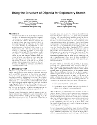 Using the Structure of Dbpedia for Exploratory Search
