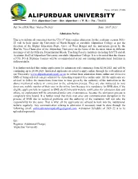 Alipurduar University P.O