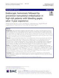 Endoscopic Hemostasis Followed by Preventive Transarterial