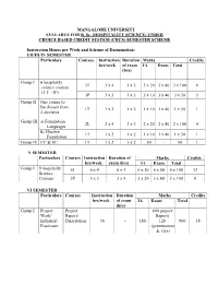 Hospitality Science) Under Choice Based Credit System (Cbcs) Semester Scheme