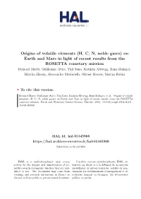 Origins of Volatile Elements (H, C, N, Noble Gases)