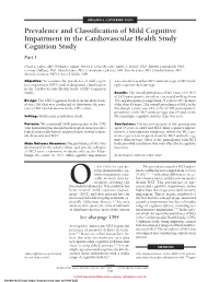 Prevalence and Classification of Mild Cognitive Impairment in the Cardiovascular Health Study Cognition Study Part 1