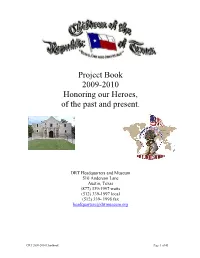 Project Book 2009-2010 Honoring Our Heroes, of the Past and Present