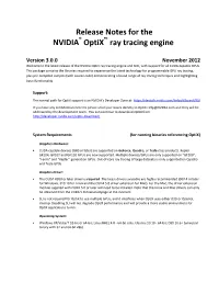 Release Notes for the NVIDIA® Optix™ Ray Tracing Engine