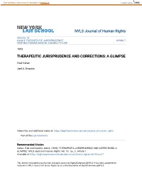 Therapeutic Jurisprudence and Corrections: a Glimpse