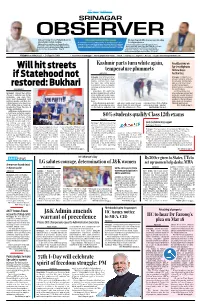 Will Hit Streets If Statehood Not Restored