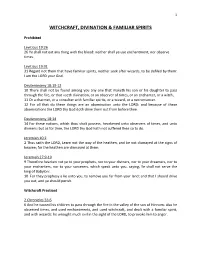 Witchcraft, Divination & Familiar Spirits