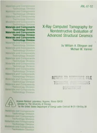 X-Ray Computed Tomography for Nondestructive Evaluation of Advanced Structural Ceramics