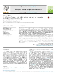 A Utilisation Focussed and Viable Systems Approach for Evaluating Technology Supported Learning