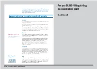 Are You BLIND?! Regulating Accessibility in Print