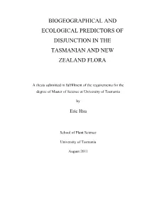 Biogeographical and Ecological Predictors of Disjunction in the Tasmanian and New Zealand Flora