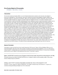 Five-Factor Model of Personality Christopher J