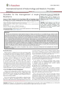 Guidelines on Insulin Resistance