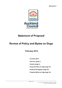Statement of Proposal Review of Policy and Bylaw on Dogs
