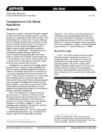 Toxoplasma on U.S. Sheep Operations