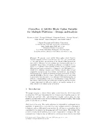Camellia: a 128-Bit Block Cipher Suitable for Multiple Platforms – Design Andanalysis