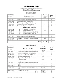 COURSE STRUCTURE (Effective from the Academic Session 2016-17) Btech Mineral Engineering