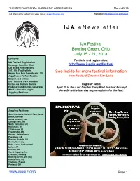 IJA Enewsletter Editor Don Lewis (Email: Enews@Juggle.Org) Renew at Http