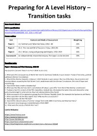 Preparing for a Level History – Transition Tasks