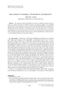 Benacerraf's Dilemma and Informal Mathematics