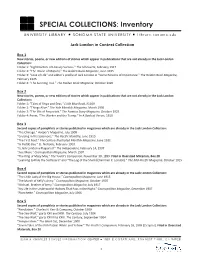 Jack London in Context Collection Inventory