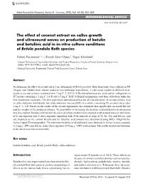 The Effect of Coconut Extract on Callus Growth and Ultrasound Waves On