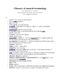 Glossary of Musical Terminology from Wikipedia, the Free Encyclopedia