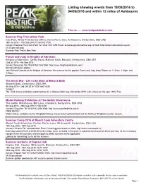 Listing Showing Events from 18/08/2016 to 04/09/2016 and Within 12 Miles of Ashbourne